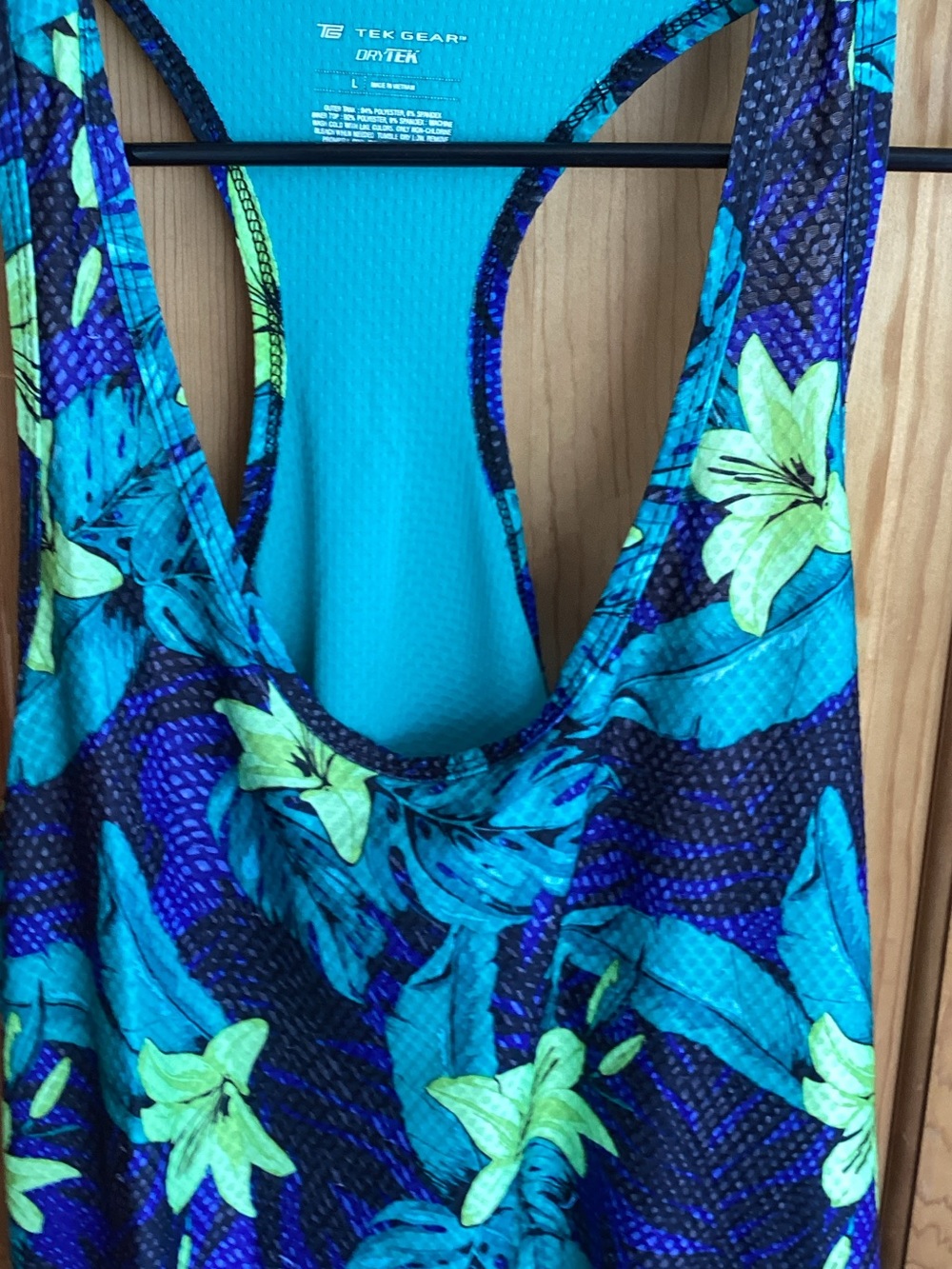 tek gear Teal & Navy Floral Racerback One-Piece Swimsuit